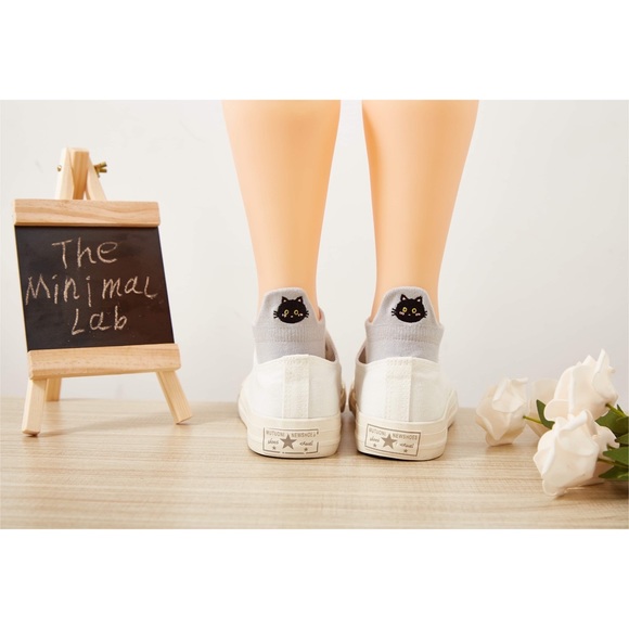 Cat Lover Gift Set Premium No Show High Ankle Cotton Socks Cute Cat Embroidery - Picture 7 of 12